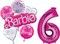 California Dreaming 6th Birthday Balloon Bouquet – Giant 34" Pink Number 6, Banner Foil Balloon, Iridescent Hearts & Licensed Birthday Balloons for Girls Party Decorations (Multicolored)